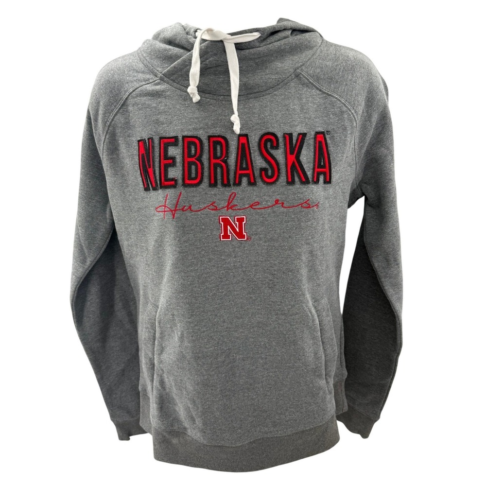 Captivating Nebraska Huskers Hoodie Womens Small Grey Embroidered Pullover NEW